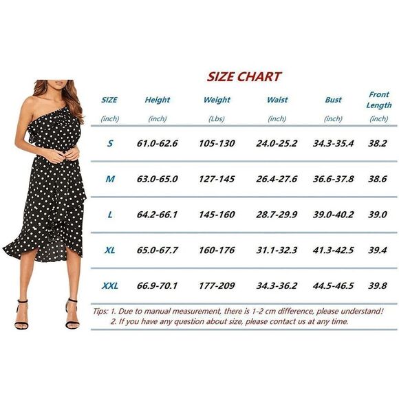 One Shoulder Ruffle Cute Polka Dot Elastic Waist Hi-Lo Flowy Dress SIZE M NEW - Picture 9 of 16